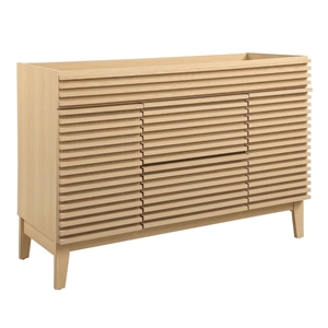 Pemberly Row 47&quot Plastic and Wood Bathroom Vanity Cabinet in Oak