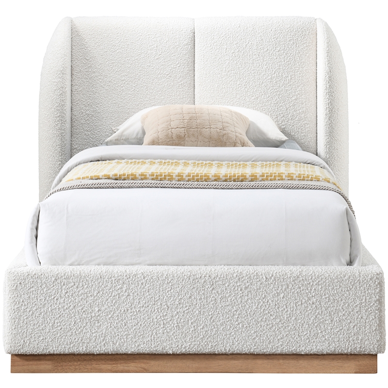 Pemberly Row Modern / Contemporary Cream Boucle Fabric Twin Bed