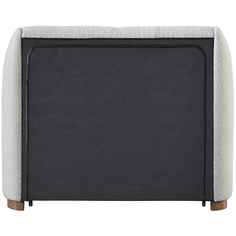 Pemberly Row Modern / Contemporary Cream Boucle Fabric Twin Bed