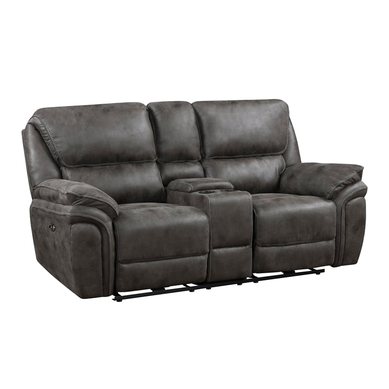 Pemberly Row 2-Piece Microfiber Power Reclining Sofa Set in Gray