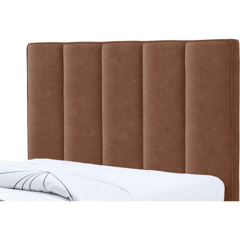 Pemberly Row Contemporary Cognac Vegan Leather Twin Trundle Bed