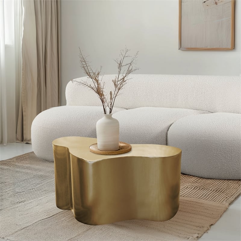 Pemberly Row Modern / Contemporary Brushed Gold Metal Coffee Table