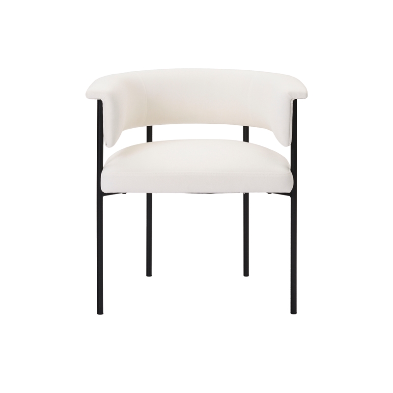 Pemberly Row Contemporary Cream Performance Linen Dining Chair