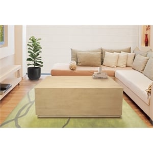 Pemberly Row 48&quot Square Solid Wood Cocktail Table in Stone Natural Finish