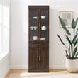 Pemberly Row Glass Door Wood Kitchen Storage Pantry in Coffee