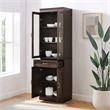 Pemberly Row Glass Door Wood Kitchen Storage Pantry in Coffee
