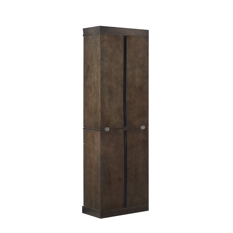 Pemberly Row Glass Door Wood Kitchen Storage Pantry in Coffee