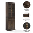 Pemberly Row Glass Door Wood Kitchen Storage Pantry in Coffee
