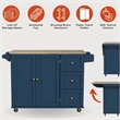 Pemberly Row Traditional Engineered Wood Kitchen Cart in Blue/Brass