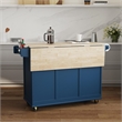 Pemberly Row Traditional Engineered Wood Kitchen Cart in Blue/Brass