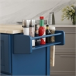 Pemberly Row Traditional Engineered Wood Kitchen Cart in Blue/Brass