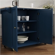 Pemberly Row Traditional Engineered Wood Kitchen Cart in Blue/Brass