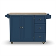 Pemberly Row Traditional Engineered Wood Kitchen Cart in Blue/Brass