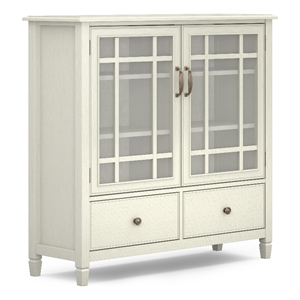 pemberly row modern solid wood storage cabinet in antique white