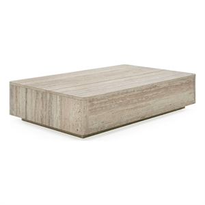 Pemberly Row Contemporary Travertine Rectangular Coffee Table