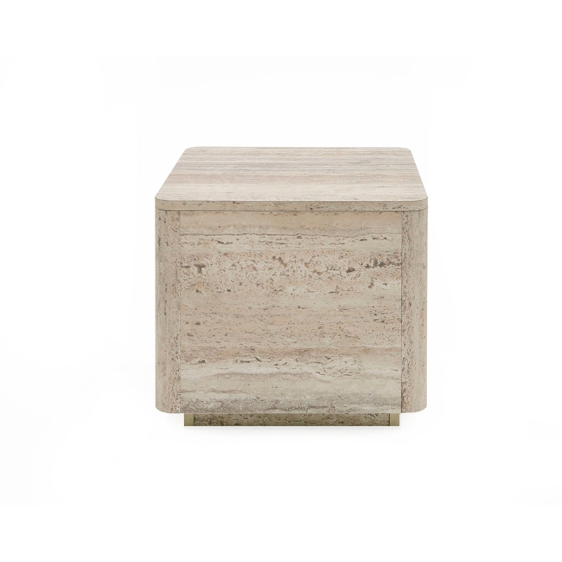 Pemberly Row Modern / Contemporary Travertine Square End Table