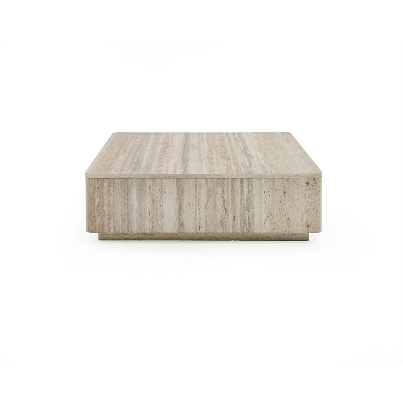 Pemberly Row Modern / Contemporary Travertine Square Coffee Table