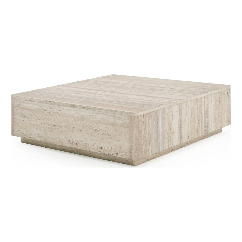 Pemberly Row Modern / Contemporary Travertine Square Coffee Table