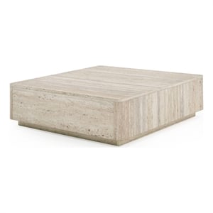 Pemberly Row Modern / Contemporary Travertine Square Coffee Table