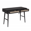 Pemberly Row Modern Solid Wood Desk w/ Built-in-Outlet in Black