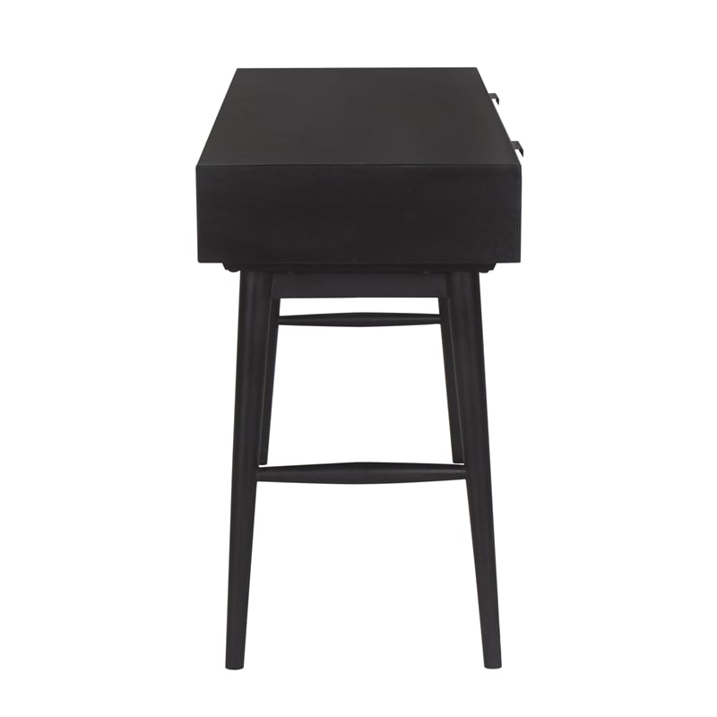 Pemberly Row Modern Solid Wood Desk w/ Built-in-Outlet in Black