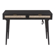 Pemberly Row Modern Solid Wood Desk w/ Built-in-Outlet in Black