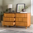 Pemberly Row Modern Detailed 6-Drawer Solid Wood Dresser 60 Inch Caramel