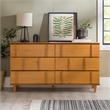 Pemberly Row Modern Detailed 6-Drawer Solid Wood Dresser 60 Inch Caramel