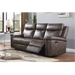 Pemberly Row Polyester Fabric Sofa with Dual Recliner in Mocha
