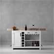 Pemberly Row Modern Wood Bar with Quartz Insert in White/Natural