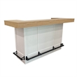 Pemberly Row Modern Wood Bar with Quartz Insert in White/Natural