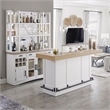 Pemberly Row Modern Wood Bar with Quartz Insert in White/Natural