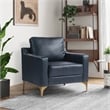 Pemberly Row Stationary Arm Chair in Navy Blue Faux Leather Upholstery