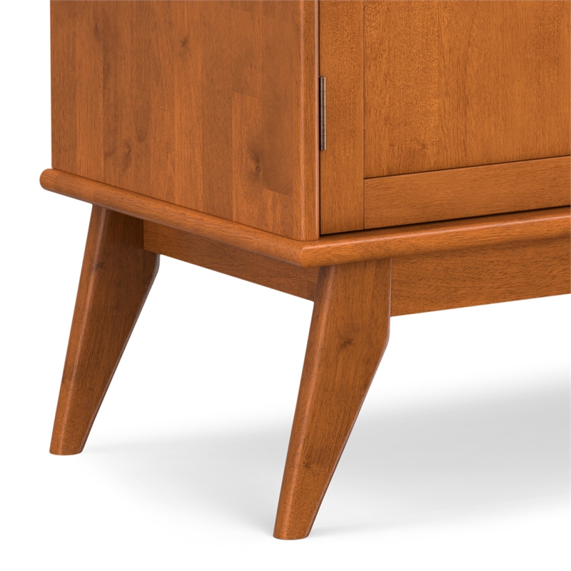 Pemberly Row SOLID HARDWOOD Mid Century 32 inch Wide Bar Cabinet in Teak Brown