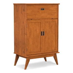 Pemberly Row SOLID HARDWOOD Mid Century 32 inch Wide Bar Cabinet in Teak Brown