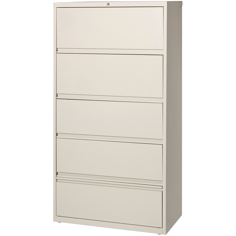 Pemberly Row 36-in Wide 5 Drawer Lateral Filing Cabinet. Roll-out Shelves. Beige