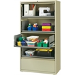 Pemberly Row 36-in Wide 5 Drawer Lateral Filing Cabinet. Roll-out Shelves. Beige