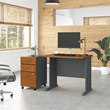 Pemberly Row 36W Desk with Drawers in Natural Cherry and Slate - Engineered Wood