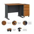 Pemberly Row 36W Desk with Drawers in Natural Cherry and Slate - Engineered Wood