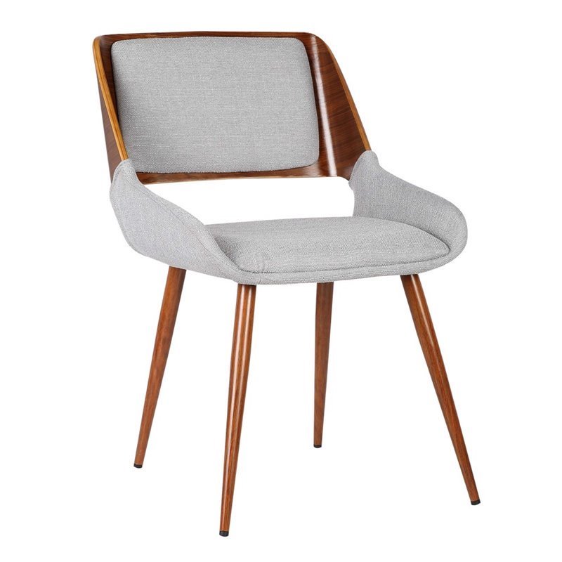 Pemberly Row Modern Fabric Dining Chair in Walnut Wood and Gray