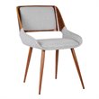 Pemberly Row Modern Fabric Dining Chair in Walnut Wood and Gray