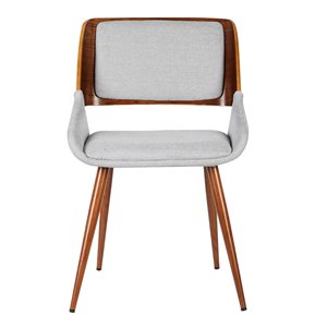 Pemberly Row Modern Fabric Dining Chair in Walnut Wood and Gray