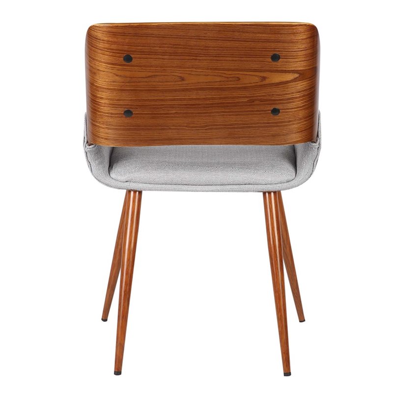 Pemberly Row Modern Fabric Dining Chair in Walnut Wood and Gray