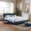 Pemberly Row Full Modern Style Polyester Fabric Bed in Azure Blue Finish