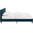 Pemberly Row Full Modern Style Polyester Fabric Bed in Azure Blue Finish