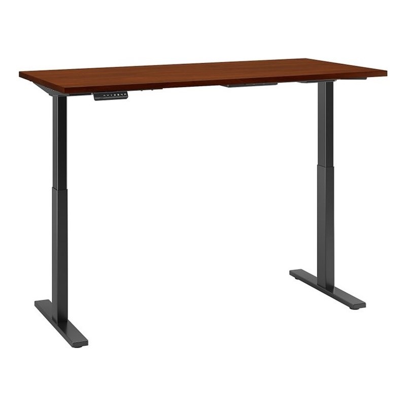 Pemberly Row 60W x 30D Adjustable Desk in Hansen Cherry - Engineered Wood