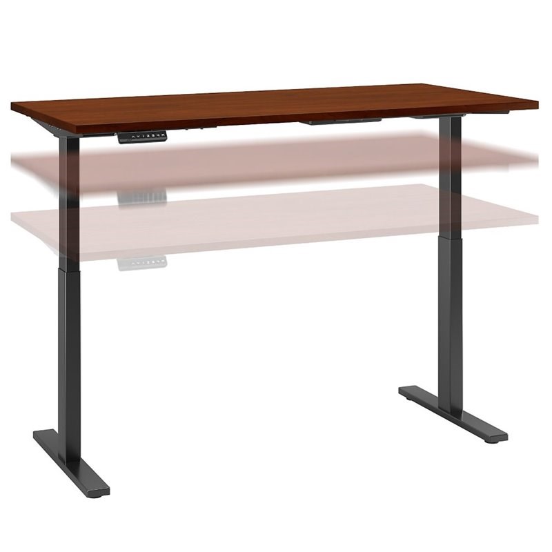 Pemberly Row 60W x 30D Adjustable Desk in Hansen Cherry - Engineered Wood