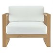 Pemberly Row Solid Teak Wood Outdoor Patio Armchair in Natural/White