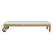 Pemberly Row Solid Teak Wood Outdoor Patio Chaise in Natural/White