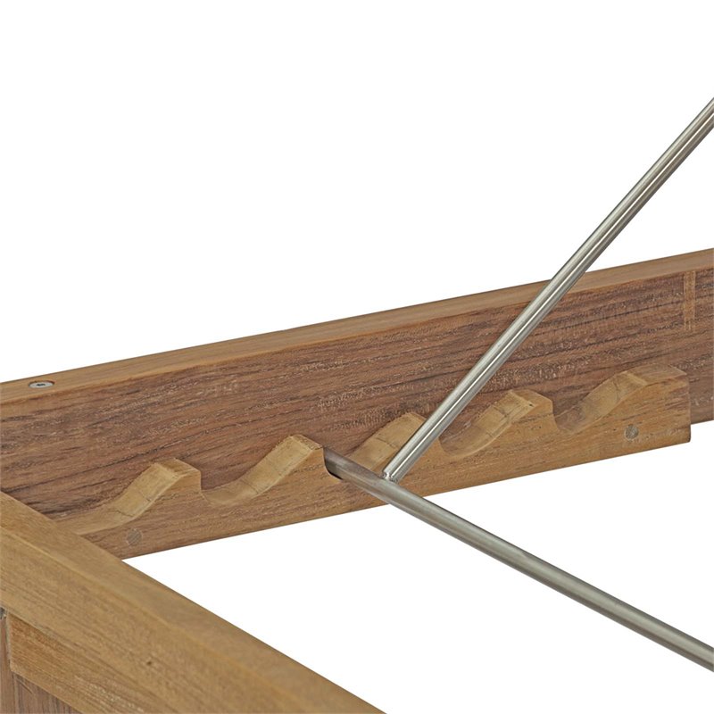 Pemberly Row Solid Teak Wood Outdoor Patio Chaise in Natural/White